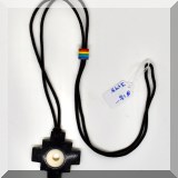 J178. Stone cross necklace with rainbow bead. - $18 